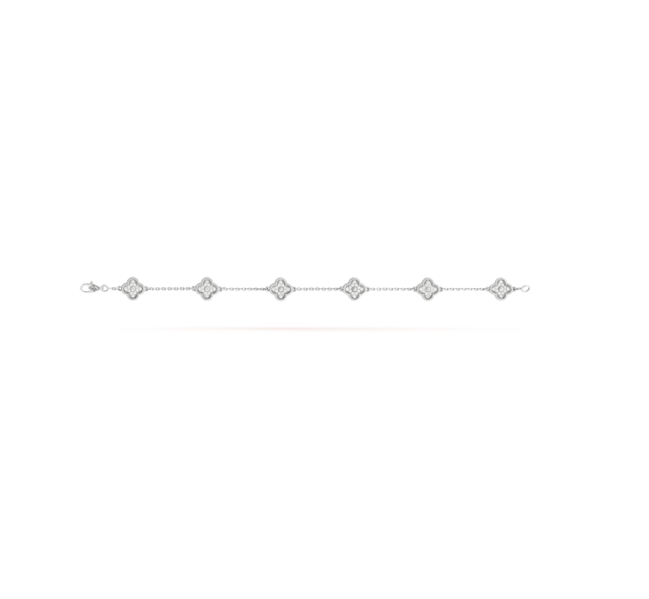 [⭐Clover Jewelry]CLOVER 6 MOTIF SILVER DIAMOND BRACELET