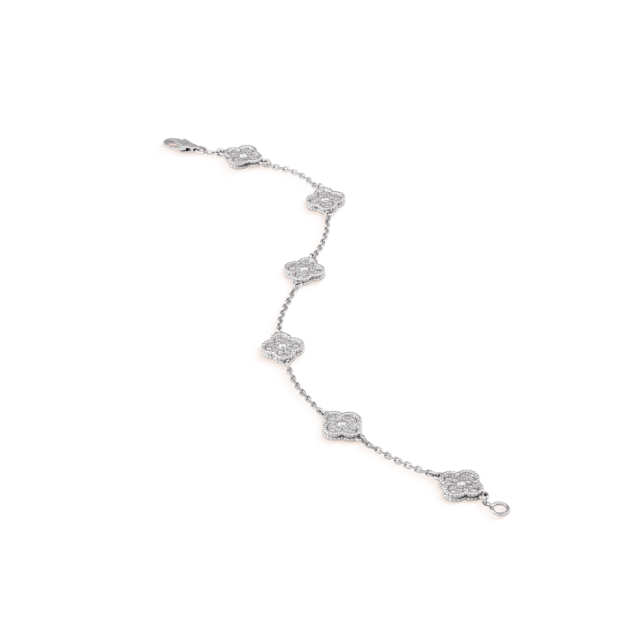 [⭐Clover Jewelry]CLOVER 6 MOTIF SILVER DIAMOND BRACELET