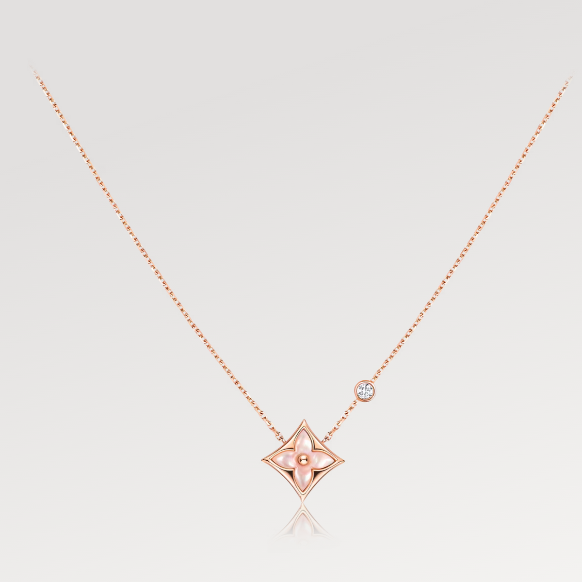 [⭐Clover Jewelry]STAR PINK MOP 1 DIAMOND PINK GOLD NECKLACE