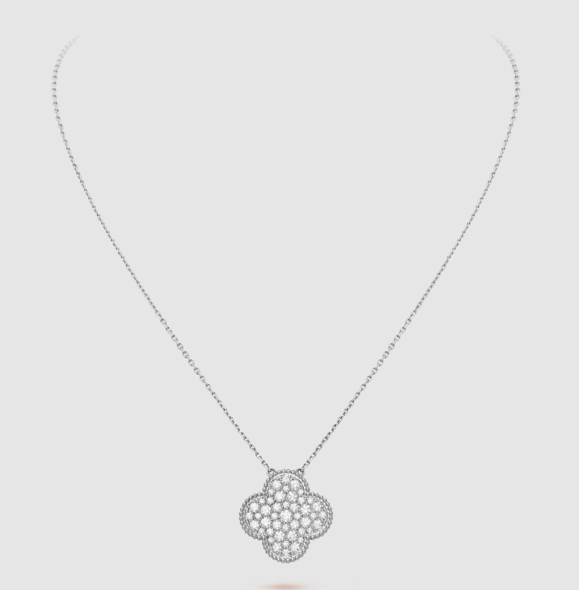 [⭐Clover Jewelry]CLOVER 25MM LARGE PENDANT DIAMOND PAVED SILVER NECKLACE