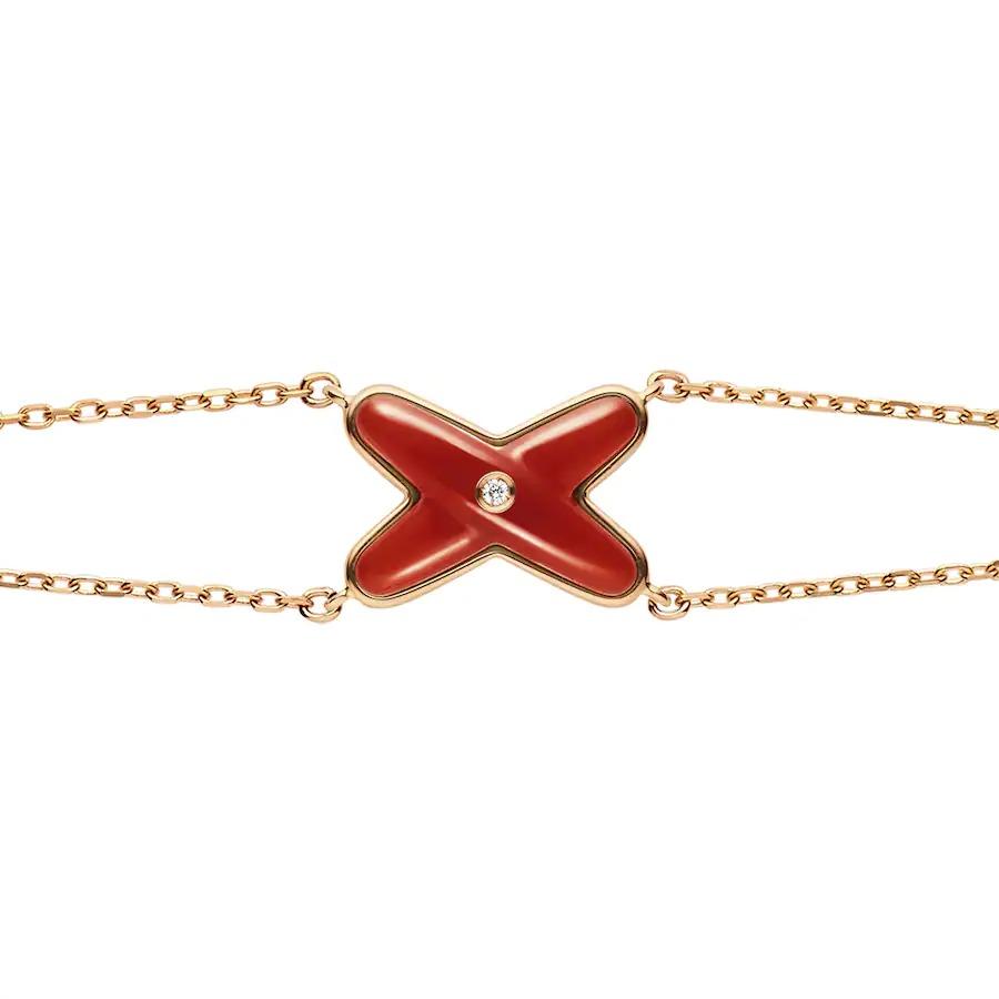 [⭐Clover Jewelry]JEUX BRACELET CARNELIAN PINK GOLD 1 DIAMOND