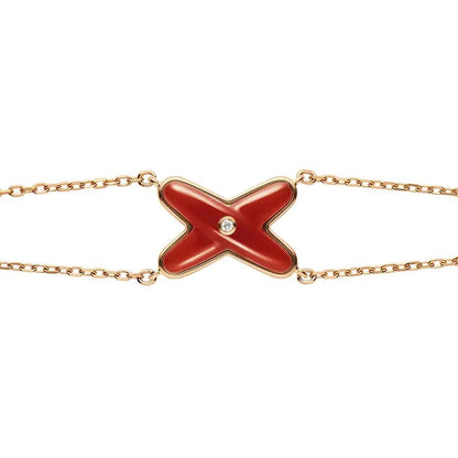 [⭐Clover Jewelry]JEUX BRACELET CARNELIAN PINK GOLD 1 DIAMOND