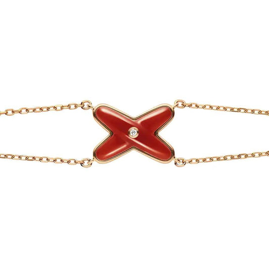 [⭐Clover Jewelry]JEUX BRACELET CARNELIAN PINK GOLD 1 DIAMOND