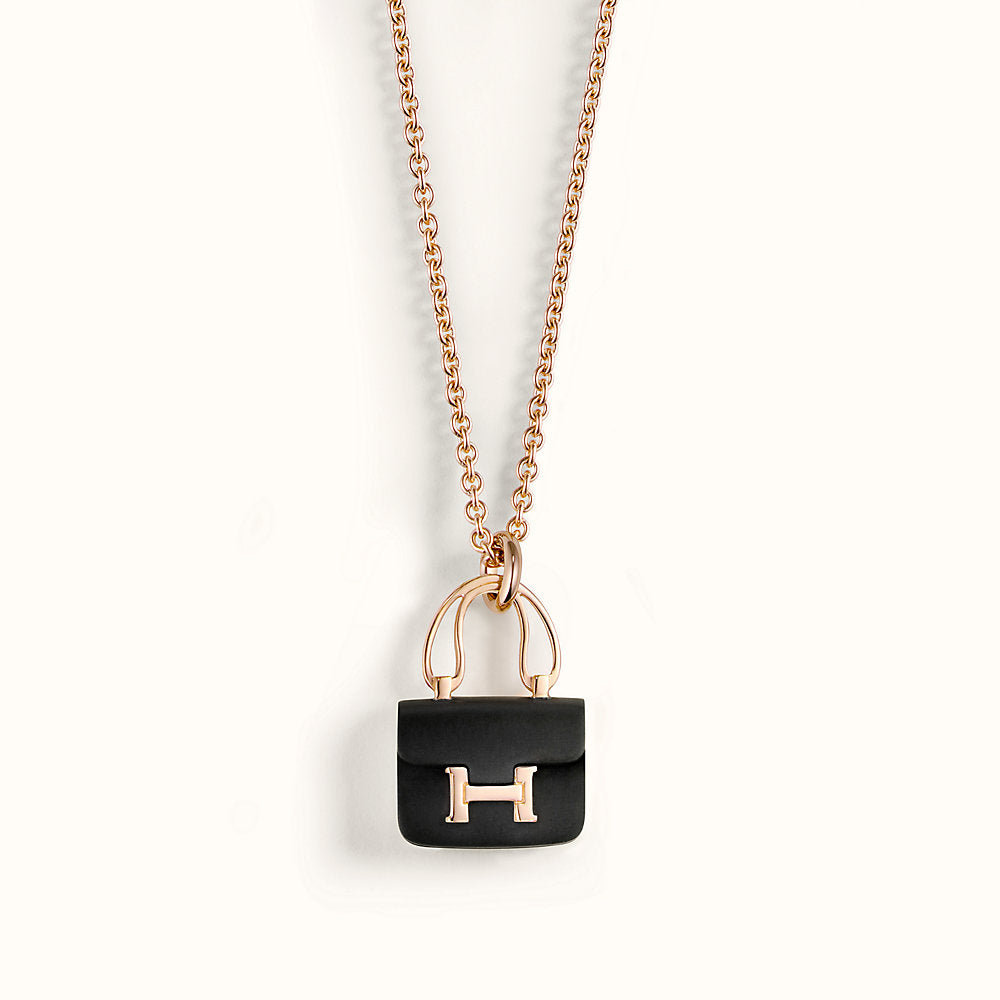 [⭐Clover Jewelry]CONSTANCE BLACK PEDANT PINK GOLD NECKLACE