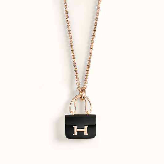 [⭐Clover Jewelry]CONSTANCE BLACK PEDANT PINK GOLD NECKLACE