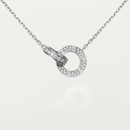 [⭐Clover Jewelry]LOVE 7.6MM NECKLACE ROSE GOLD AND SILVER  FULL DIAMOND