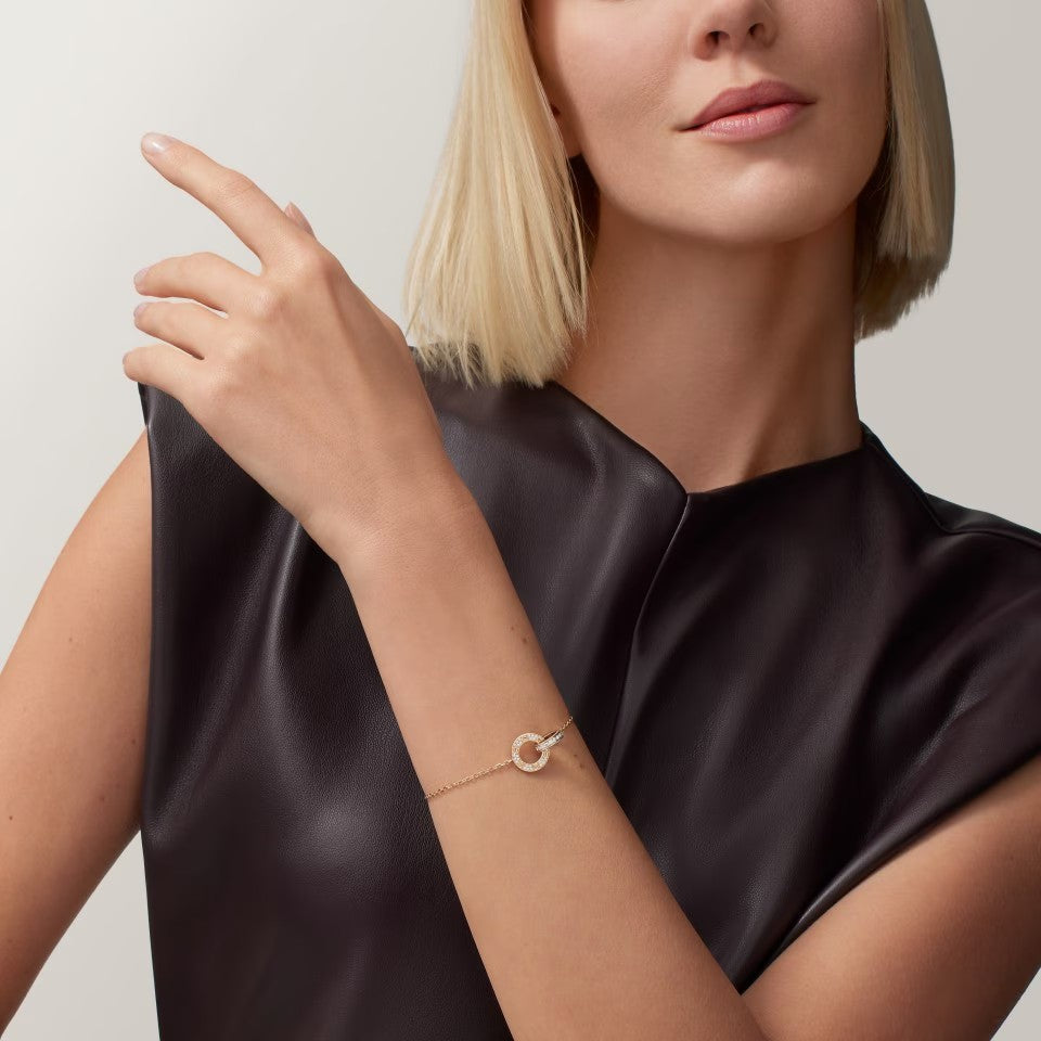 [⭐Clover Jewelry]LOVE DOUBLE RING FULL DIAMOND BRACELET