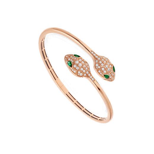 [⭐Clover Jewelry]SERPENTI BRACELET PINK GOLD MALACHITE DIAMOND DOUBLE SNAKE