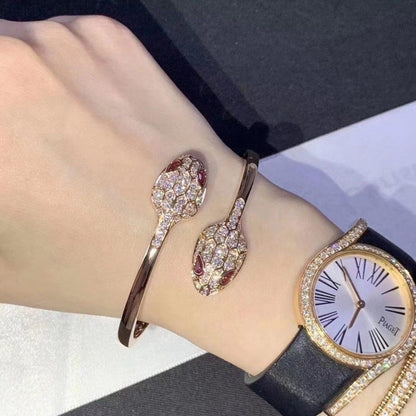 [⭐Clover Jewelry]SERPENTI BRACELET PINK GOLD DIAMOND DOUBLE SNAKE