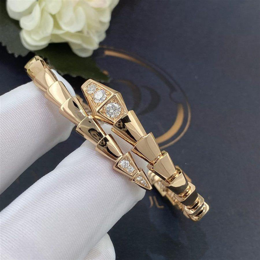 [⭐Clover Jewelry]SERPENTI BRACELET DIAMONDS PINK GOLD