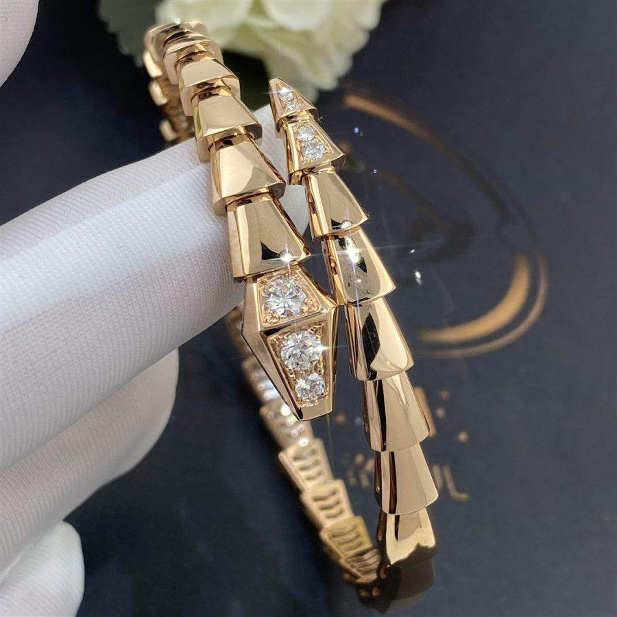 [⭐Clover Jewelry]SERPENTI BRACELET DIAMONDS PINK GOLD