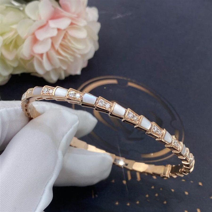 [⭐Clover Jewelry]SERPENTI BRACELET PINK GOLD MOP DIAMOND