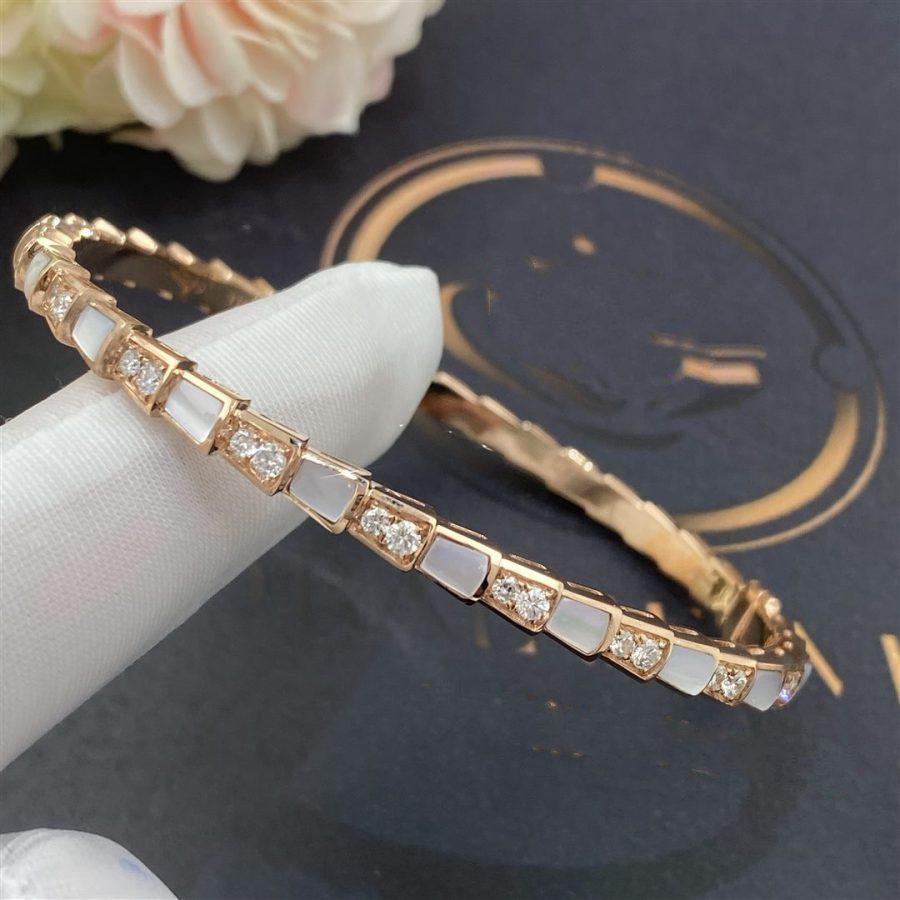 [⭐Clover Jewelry]SERPENTI BRACELET PINK GOLD MOP DIAMOND