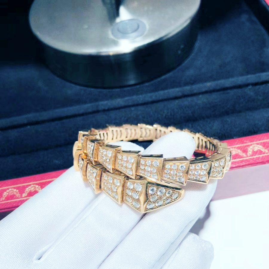 [⭐Clover Jewelry]SERPENTI BRACELET 8MM PINK GOLD DIAMOND