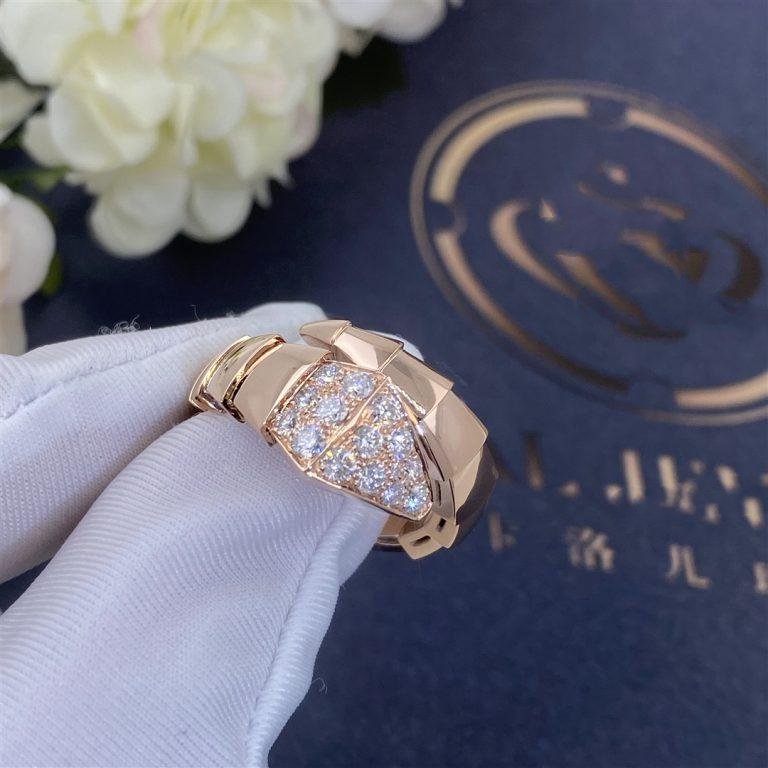 [⭐Clover Jewelry]SERPENTI RING PINK GOLD DIAMOND