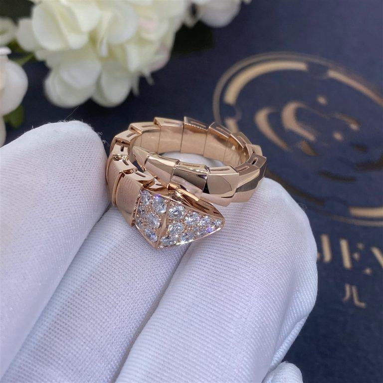 [⭐Clover Jewelry]SERPENTI RING PINK GOLD DIAMOND