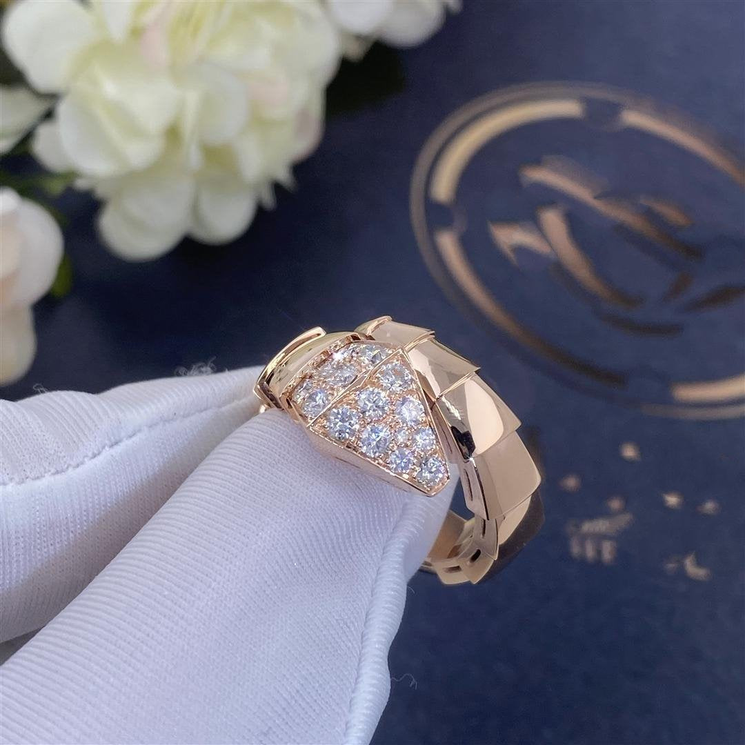 [⭐Clover Jewelry]SERPENTI RING PINK GOLD DIAMOND