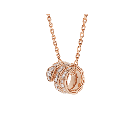 [⭐Clover Jewelry]SERPENTI PINK GOLD NECKLACE DOUBLE RING DIAMOND