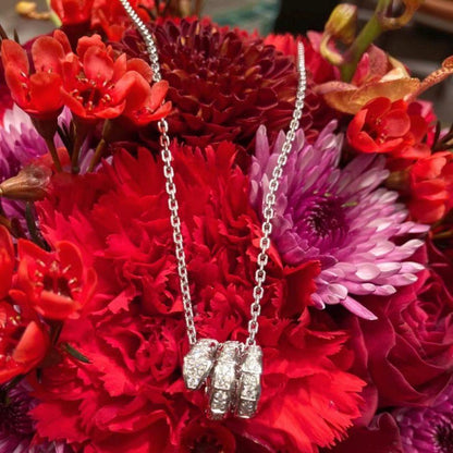 [⭐Clover Jewelry]SERPENTI  NECKLACE DOUBLE RING DIAMOND
