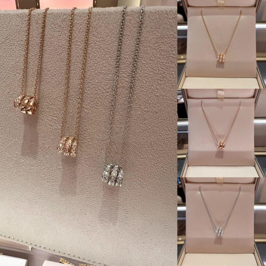 [⭐Clover Jewelry]SERPENTI  NECKLACE DOUBLE RING DIAMOND