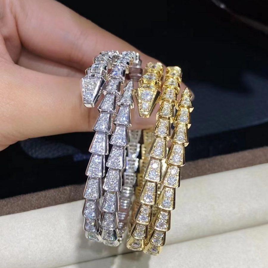 [⭐Clover Jewelry]SERPENTI BRACELET GOLD DIAMOND DOUBLE ROW