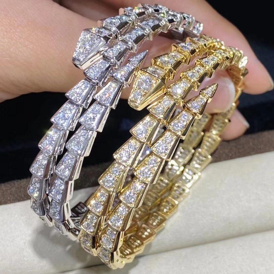 [⭐Clover Jewelry]SERPENTI BRACELET GOLD DIAMOND DOUBLE ROW