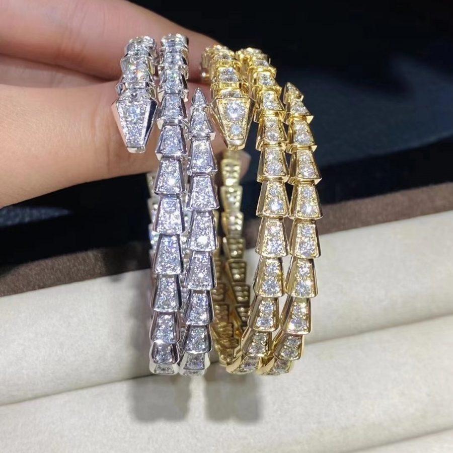 [⭐Clover Jewelry]SERPENTI BRACELET GOLD DIAMOND DOUBLE ROW