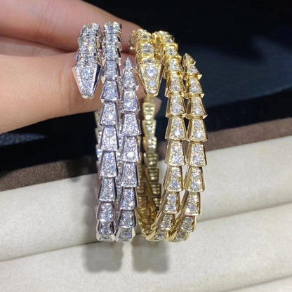 [⭐Clover Jewelry]SERPENTI BRACELET GOLD DIAMOND DOUBLE ROW