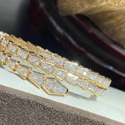 [⭐Clover Jewelry]SERPENTI BRACELET GOLD DIAMOND DOUBLE ROW