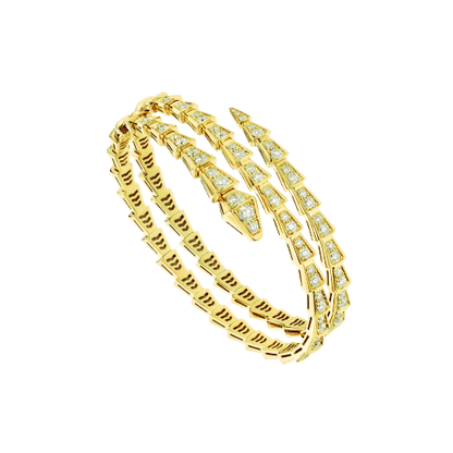 [⭐Clover Jewelry]SERPENTI BRACELET GOLD DIAMOND DOUBLE ROW