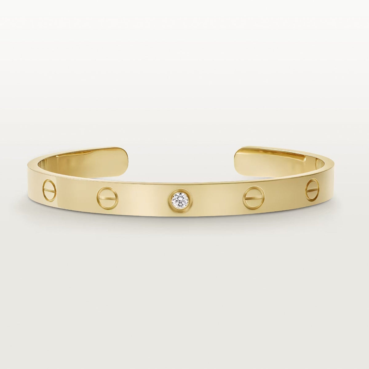 [⭐Clover Jewelry]LOVE BRACELET 6.1MM 1 DIAMOND OPEN CUFF