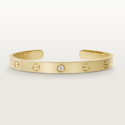 [⭐Clover Jewelry]LOVE BRACELET 6.1MM 1 DIAMOND OPEN CUFF