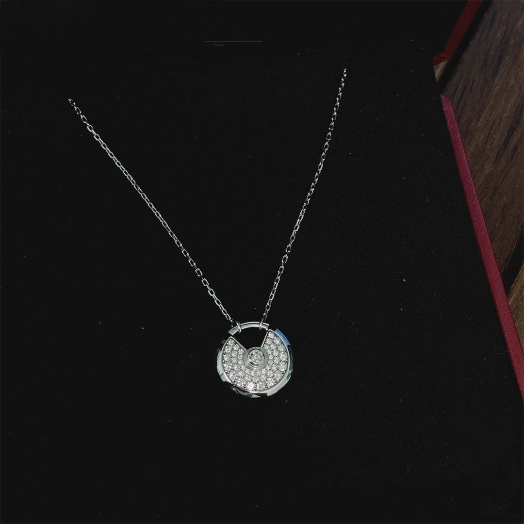 [⭐Clover Jewelry]AMULETTE SILVER FULL DIAMOND NECKLACE