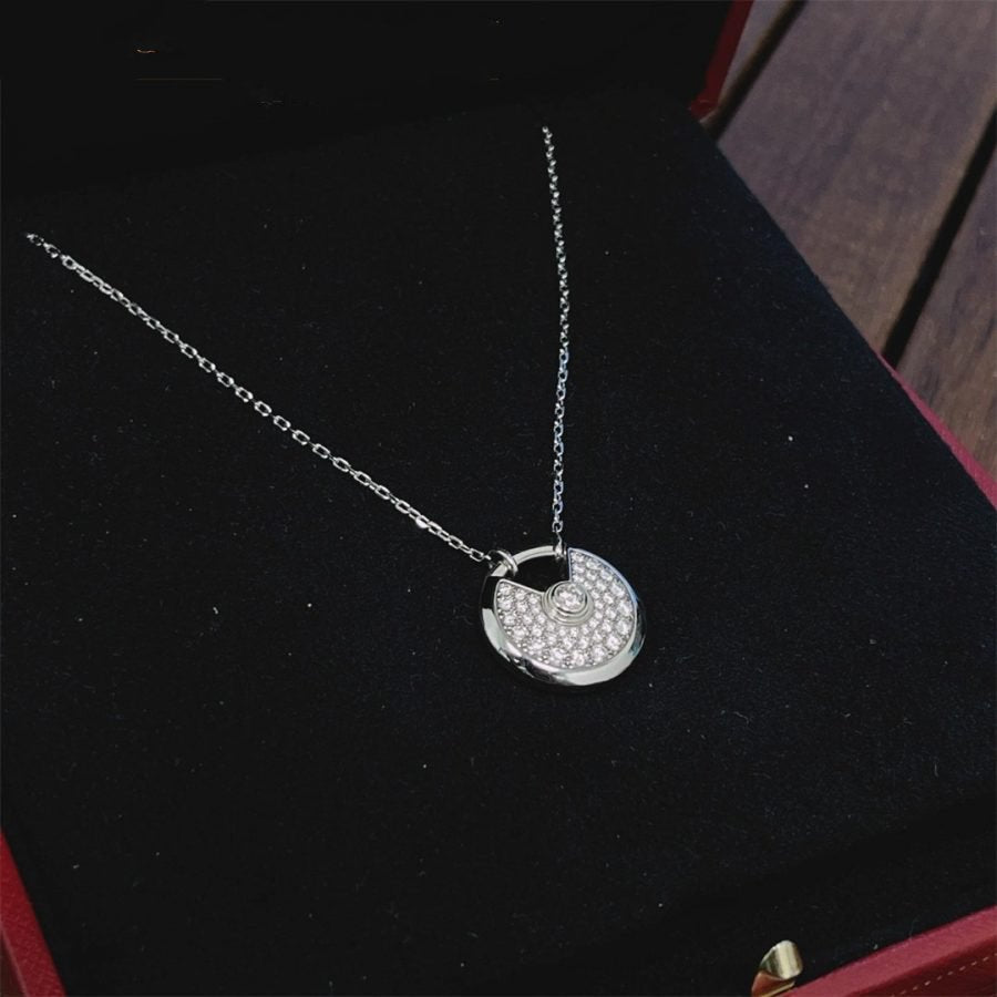 [⭐Clover Jewelry]AMULETTE SILVER FULL DIAMOND NECKLACE
