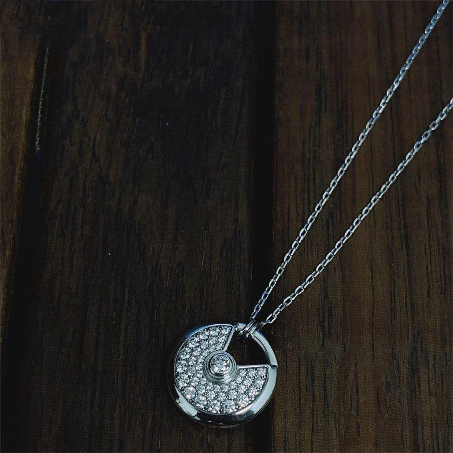 [⭐Clover Jewelry]AMULETTE SILVER FULL DIAMOND NECKLACE