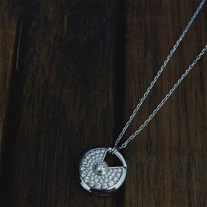 [⭐Clover Jewelry]AMULETTE SILVER FULL DIAMOND NECKLACE