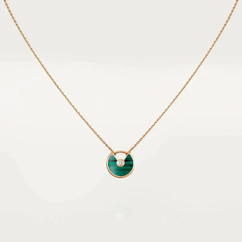 [⭐Clover Jewelry]AMULETTE ROSE GOLD MALACHITE NECKLACE