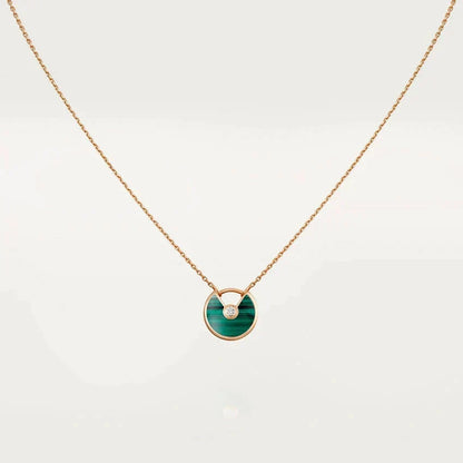 [⭐Clover Jewelry]AMULETTE ROSE GOLD MALACHITE NECKLACE
