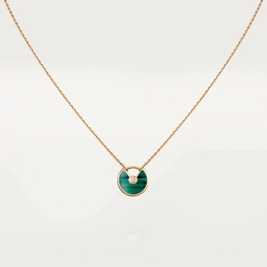 [⭐Clover Jewelry]AMULETTE ROSE GOLD MALACHITE NECKLACE