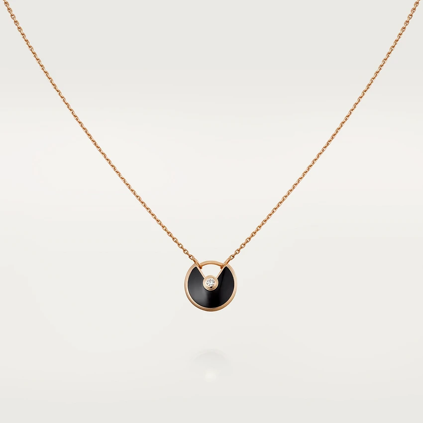 [⭐Clover Jewelry]AMULETTE ROSE GOLD ONYX NECKLACE
