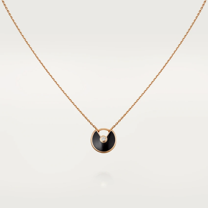 [⭐Clover Jewelry]AMULETTE ROSE GOLD ONYX NECKLACE
