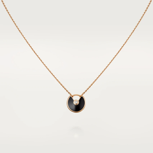 [⭐Clover Jewelry]AMULETTE ROSE GOLD ONYX NECKLACE