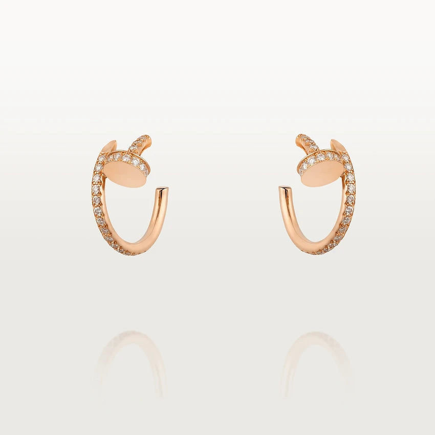 [⭐Clover Jewelry]JUSTE EARRINGS 12.75MM PINK GOLD DIAMOND