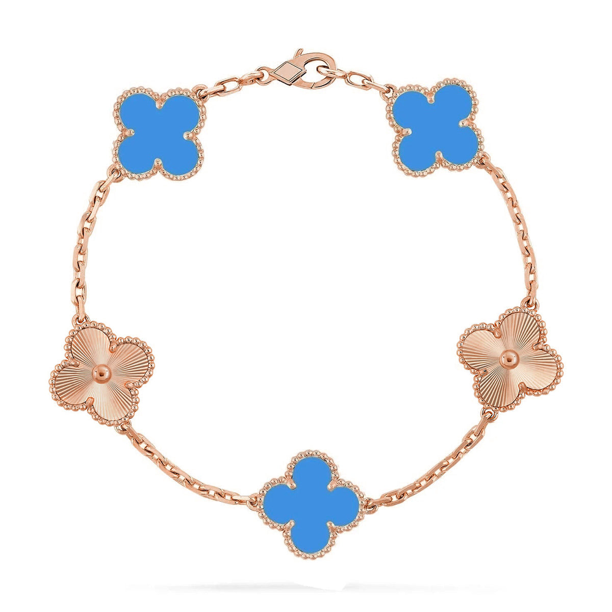 [⭐Clover Jewelry] CLOVER 5 MOTIF BLUE AGATE BRACELET COLLECTION