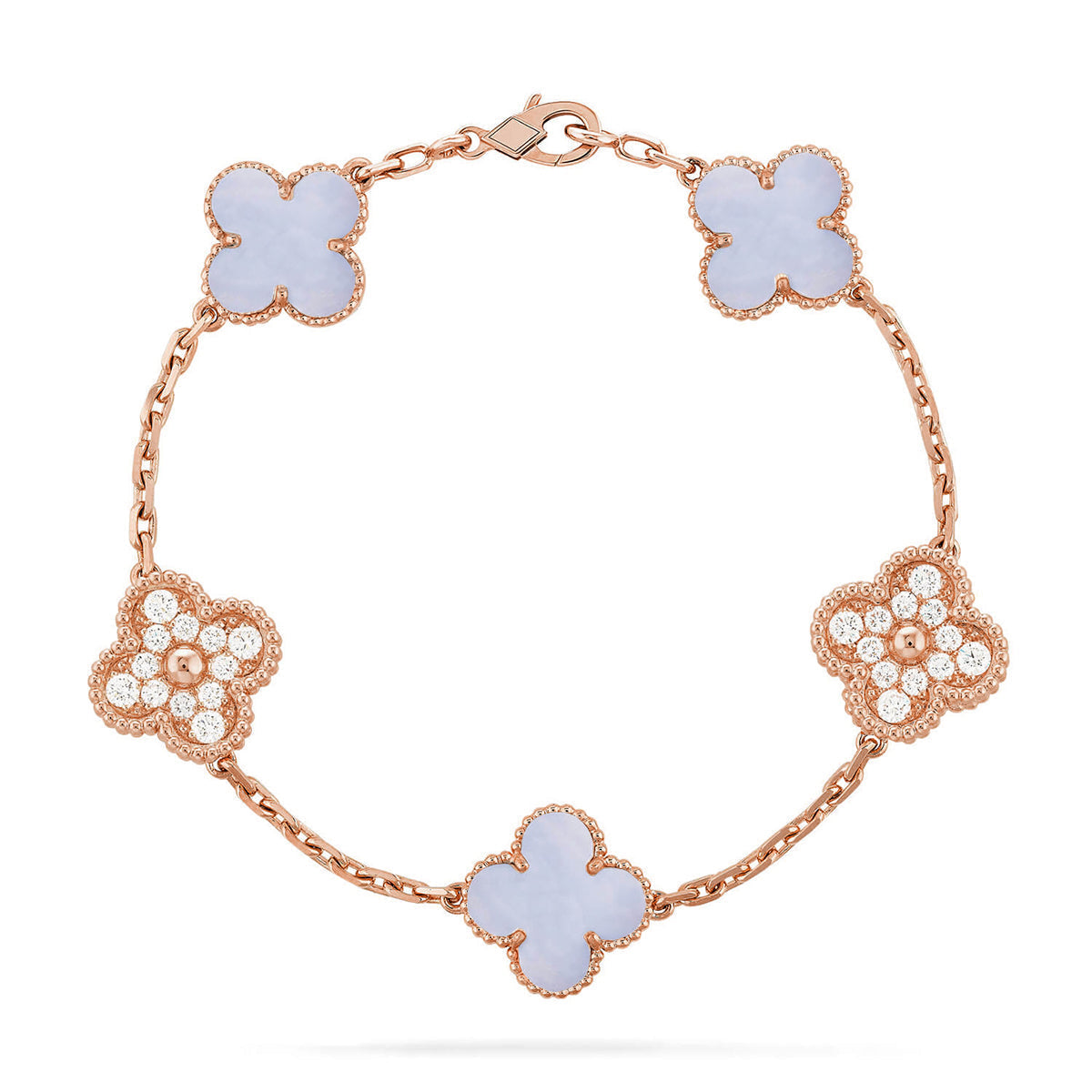 [⭐Clover Jewelry] CLOVER 5 MOTIF PURPLE CHALCEDONY BRACELET COLLECTION