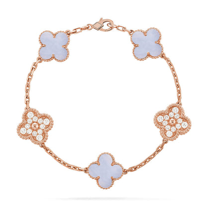 [⭐Clover Jewelry] CLOVER 5 MOTIF PURPLE CHALCEDONY BRACELET COLLECTION