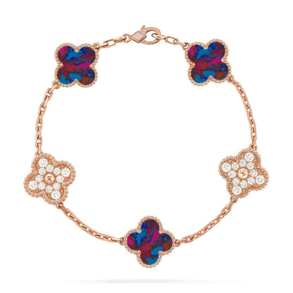 [⭐Clover Jewelry]CLOVER 5 MOTIF COLOR GEMSTONES BRACELET COLLECTION
