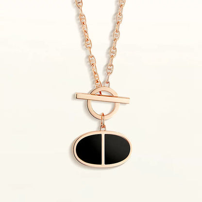 [⭐Clover Jewelry]CHAINE VERSO BLACK CERAMIC NECKLACE