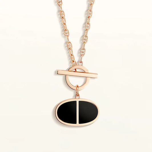 [⭐Clover Jewelry]CHAINE VERSO BLACK CERAMIC NECKLACE
