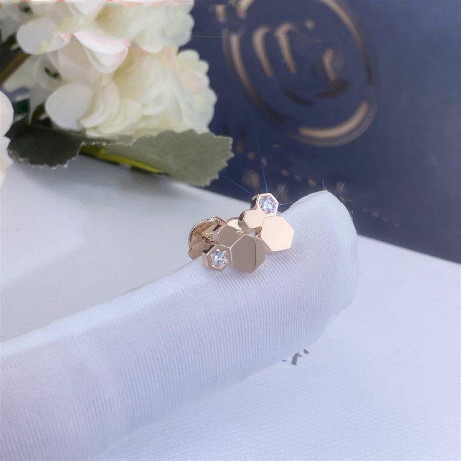 [⭐Clover Jewelry]BEE LOVE PINK GOLD DIAMOND EARRINGS
